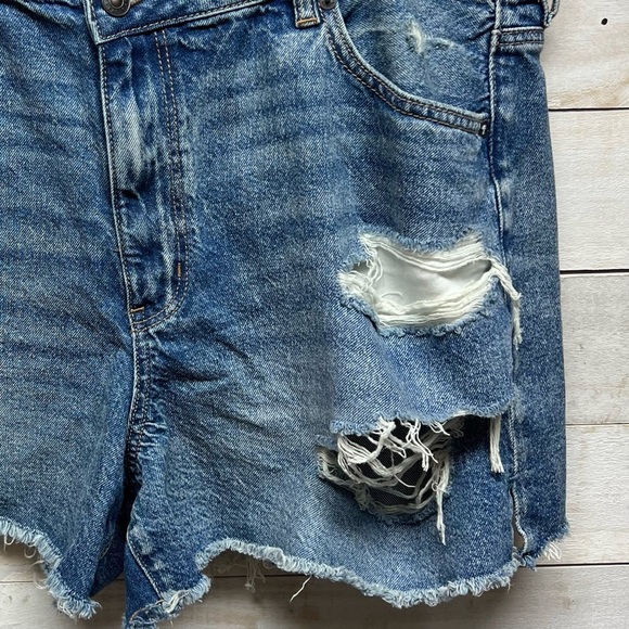 American Eagle Distressed Mom High Rise Shorts Womens Plus 18‎ 34W Blue NWT New - Picture 4 of 15